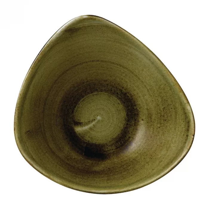 Stonecast Plume Olive Triangle Bowl 21oz (Pack of 12) - Image 3