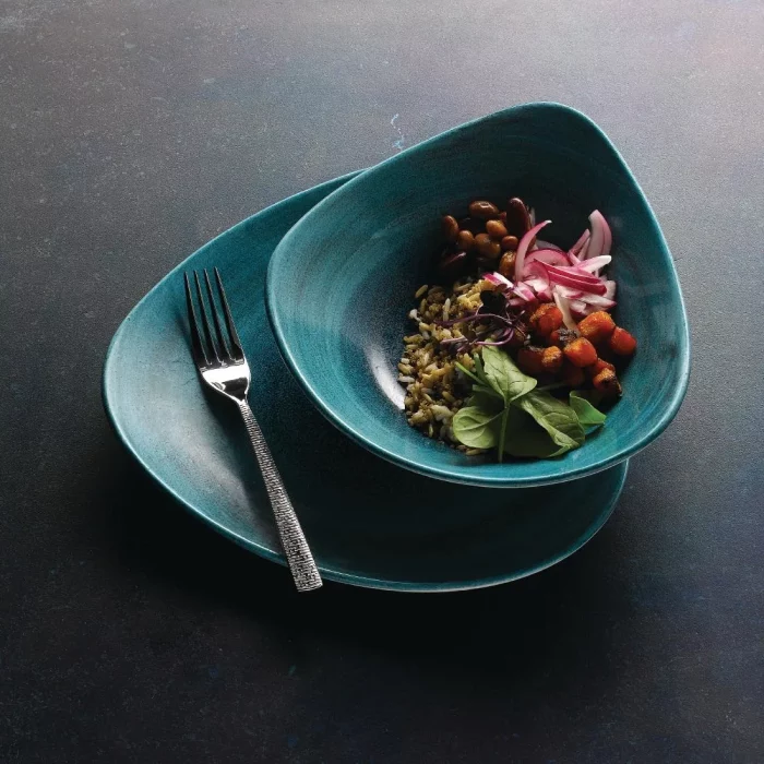 Stonecast Aqueous Lagoon Triangle Bowl 21oz (Box 12) - Image 3