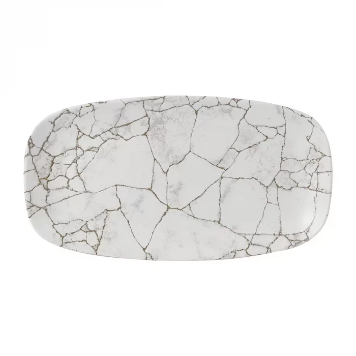Churchill Studio Prints Kintsugi Agate Grey Chefs Oblong Plate 352 x 187mm (Pack of 6) - Image 1
