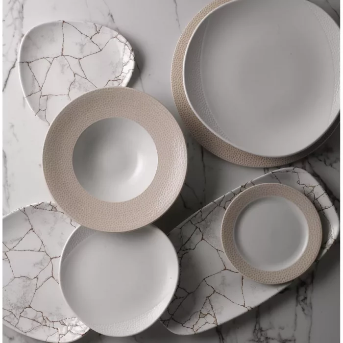 Churchill Studio Prints Kintsugi Agate Grey Lotus Plates 254mm (Pack of 12) - Image 9