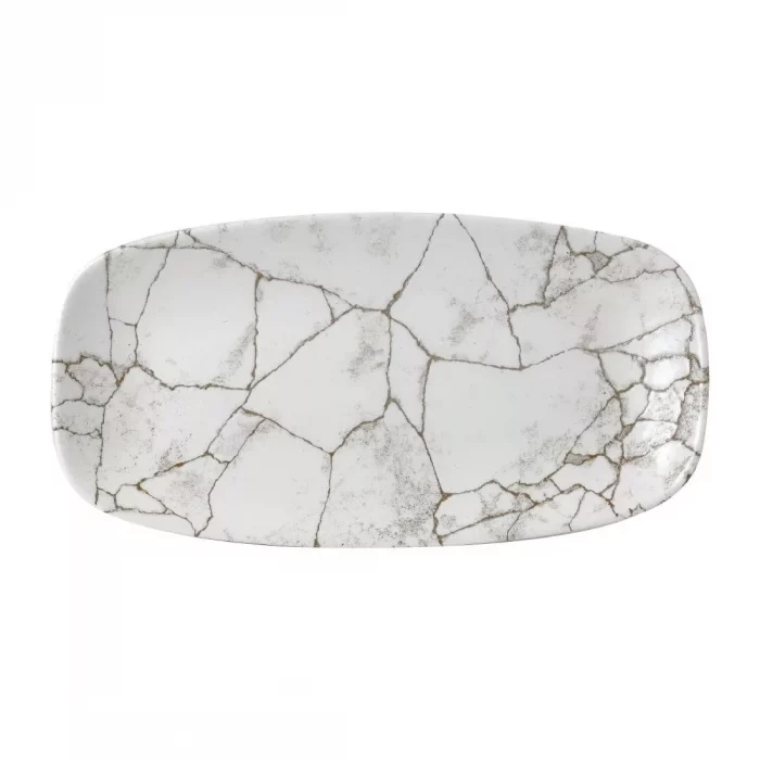 Churchill Studio Prints Kintsugi Agate Grey Chefs Oblong Plate 298 x 152mm (Pack of 12) - Image 1
