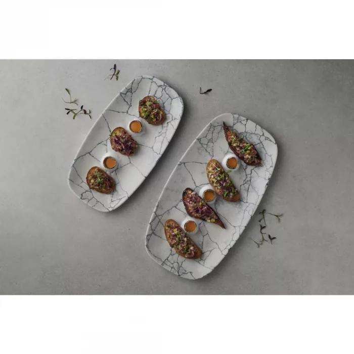 Churchill Studio Prints Kintsugi Pearl Chefs Oblong Plate Grey 287x152mm (Pack of 12) - Image 2