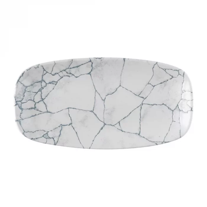 Churchill Studio Prints Kintsugi Pearl Chefs Oblong Plate Grey 287x152mm (Pack of 12) - Image 1