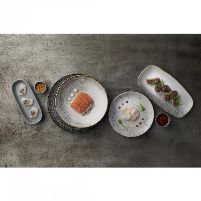 Churchill Studio Prints Homespun Accents Jasper Chefs Oblong Plate Grey 287x152mm (Pack of 12) - Image 2