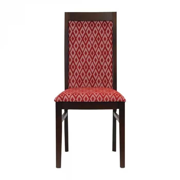 Brooklyn Padded Back Dark Walnut Dining Chair with Red Diamond Padded Seat and Back (Pack of 2) - Image 2