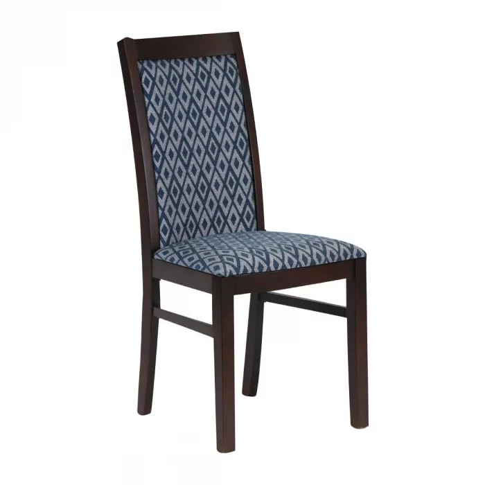 Brooklyn Padded Back Dark Walnut Dining Chair with Blue Diamond Padded Seat and Back (Pack of 2) - Image 1
