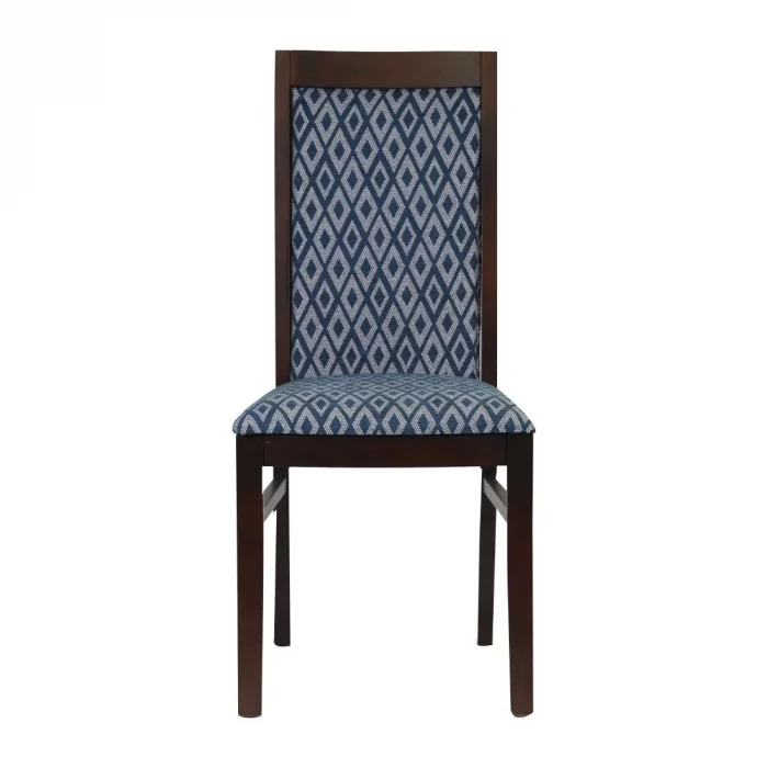 Brooklyn Padded Back Dark Walnut Dining Chair with Blue Diamond Padded Seat and Back (Pack of 2) - Image 2