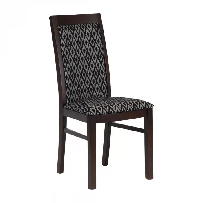 Brooklyn Padded Back Dark Walnut Dining Chair with Black Diamond Padded Seat and Back (Pack of 2) - Image 1