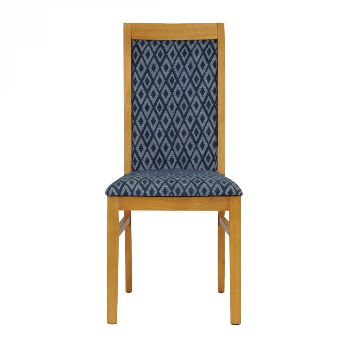 Brooklyn Padded Back Soft Oak Dining Chair with Blue Diamond Padded Seat and Back (Pack of 2) - Image 2
