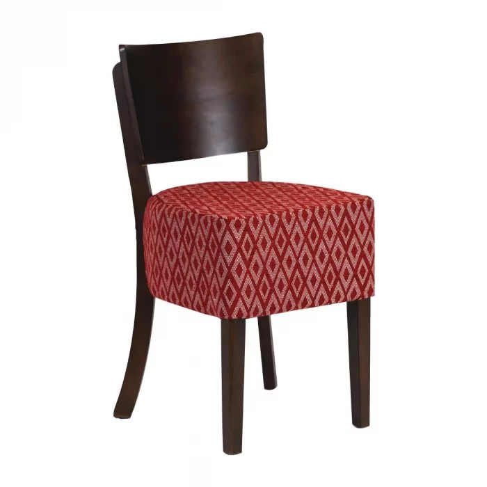 Asti Padded Dark Walnut Dining Chair with Red Diamond Deep Padded Seat and Back (Pack of 2) - Image 1