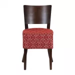 Asti Padded Dark Walnut Dining Chair with Red Diamond Deep Padded Seat and Back (Pack of 2) - Image 2