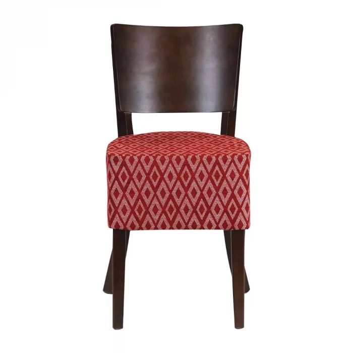 Asti Padded Dark Walnut Dining Chair with Red Diamond Deep Padded Seat and Back (Pack of 2) - Image 2