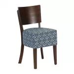 Asti Padded Dark Walnut Dining Chair with Blue Diamond Deep Padded Seat and Back (Pack of 2)