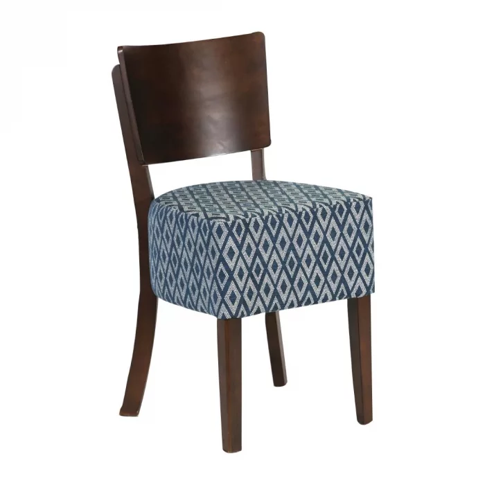 Asti Padded Dark Walnut Dining Chair with Blue Diamond Deep Padded Seat and Back (Pack of 2) - Image 1