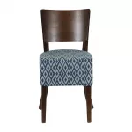 Asti Padded Dark Walnut Dining Chair with Blue Diamond Deep Padded Seat and Back (Pack of 2) - Image 2