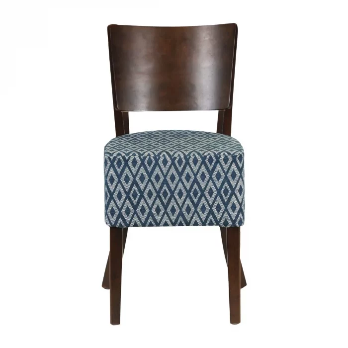Asti Padded Dark Walnut Dining Chair with Blue Diamond Deep Padded Seat and Back (Pack of 2) - Image 2