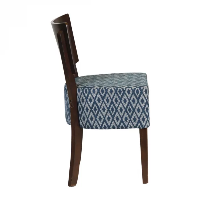 Asti Padded Dark Walnut Dining Chair with Blue Diamond Deep Padded Seat and Back (Pack of 2) - Image 3
