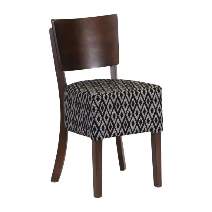 Asti Padded Dark Walnut Dining Chair with Black Diamond Deep Padded Seat and Back (Pack of 2) - Image 1