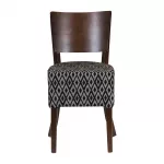 Asti Padded Dark Walnut Dining Chair with Black Diamond Deep Padded Seat and Back (Pack of 2) - Image 2