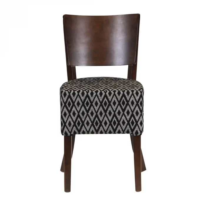 Asti Padded Dark Walnut Dining Chair with Black Diamond Deep Padded Seat and Back (Pack of 2) - Image 2