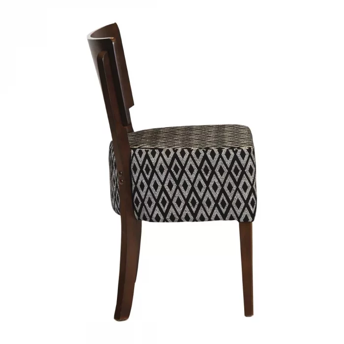 Asti Padded Dark Walnut Dining Chair with Black Diamond Deep Padded Seat and Back (Pack of 2) - Image 3