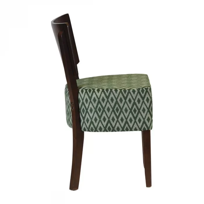 Asti Padded Dark Walnut Dining Chair with Green Diamond Deep Padded Seat and Back (Pack of 2) - Image 3