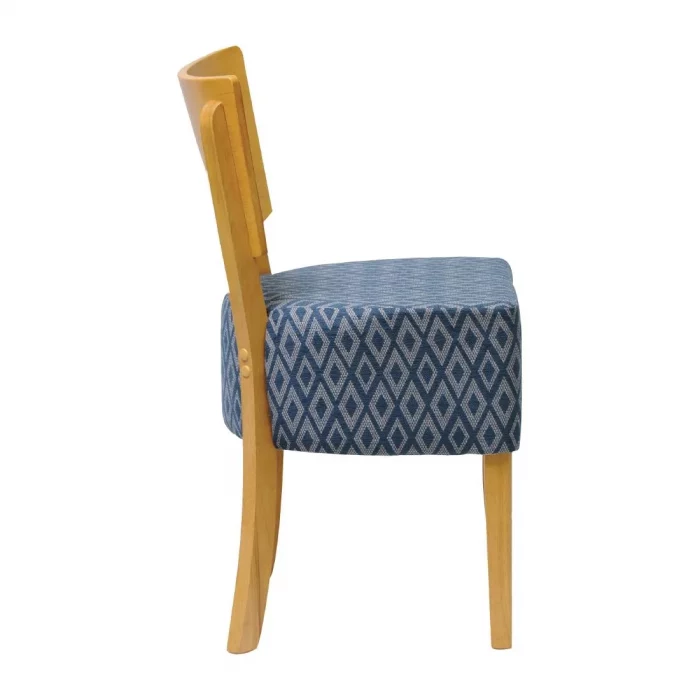 Asti Padded Soft Oak Dining Chair with Blue Diamond Deep Padded Seat and Back (Pack of 2) - Image 3