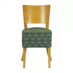 Asti Padded Soft Oak Dining Chair with Green Diamond Deep Padded Seat and Back (Pack of 2) - Image 2