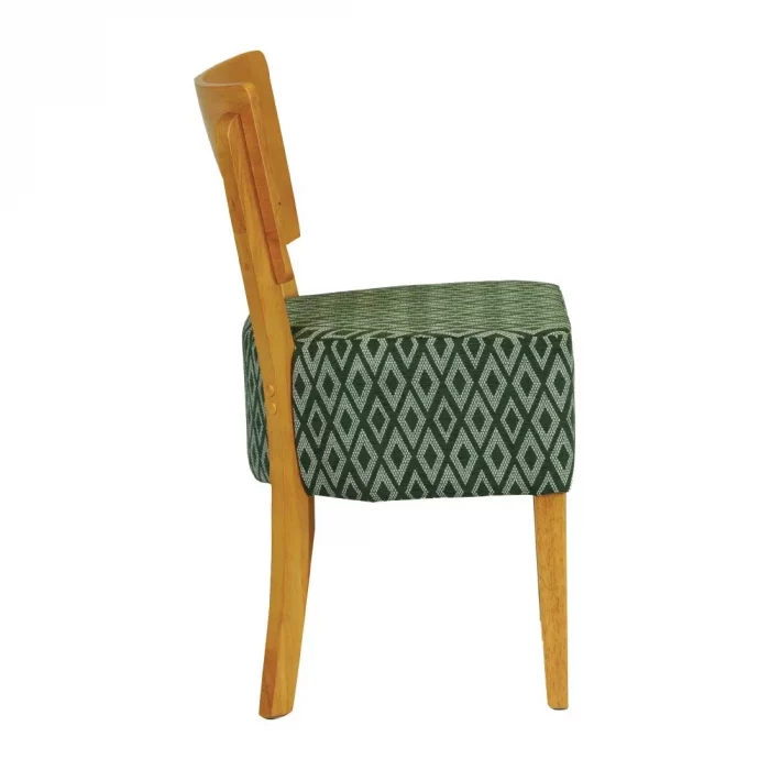 Asti Padded Soft Oak Dining Chair with Green Diamond Deep Padded Seat and Back (Pack of 2) - Image 3