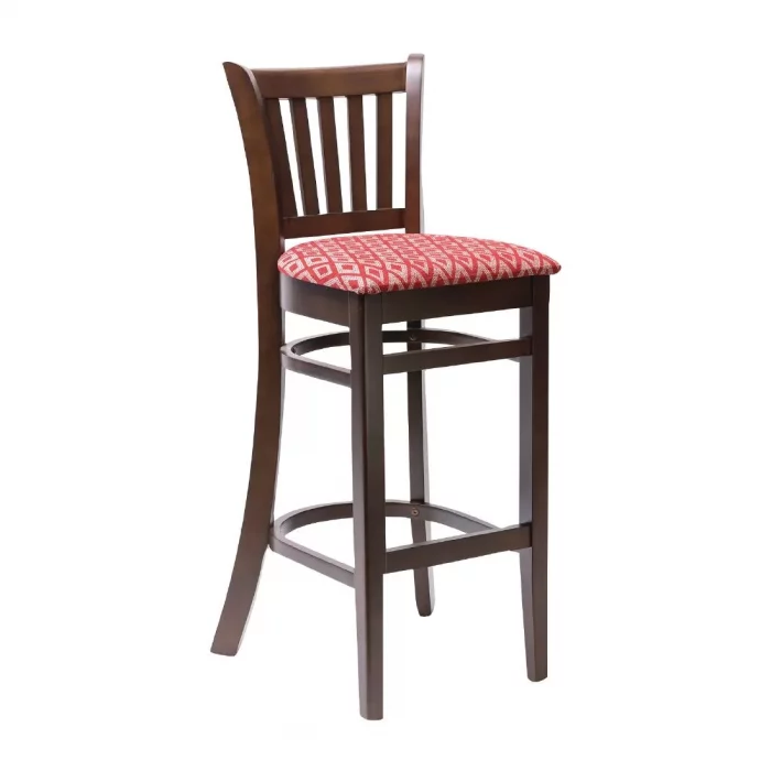 Manhattan Dark Walnut Bar Chair with Red Diamond Padded Seat - Image 1