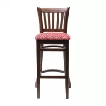 Manhattan Dark Walnut Bar Chair with Red Diamond Padded Seat - Image 2