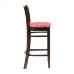 Manhattan Dark Walnut Bar Chair with Red Diamond Padded Seat - Image 3