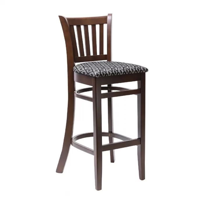 Manhattan Dark Walnut Bar Chair with Black Diamond Padded Seat - Image 1