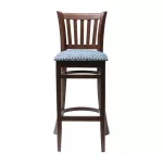 Manhattan Dark Walnut Bar Chair with Blue Diamond Padded Seat - Image 2
