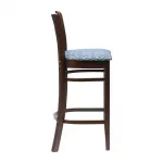 Manhattan Dark Walnut Bar Chair with Blue Diamond Padded Seat - Image 3