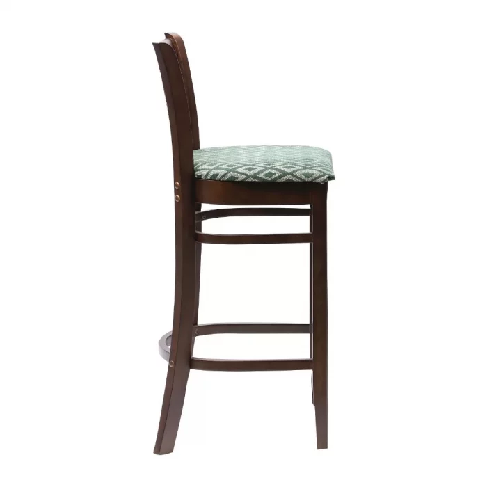 Manhattan Dark Walnut Bar Chair with Green Diamond Padded Seat - Image 3