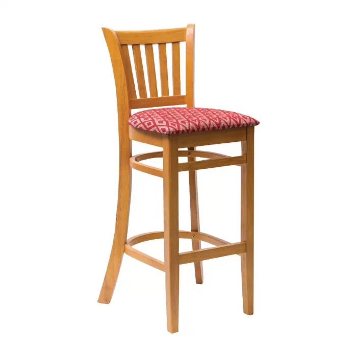 Manhattan Soft Oak Bar Chair with Red Diamond Padded Seat - Image 1