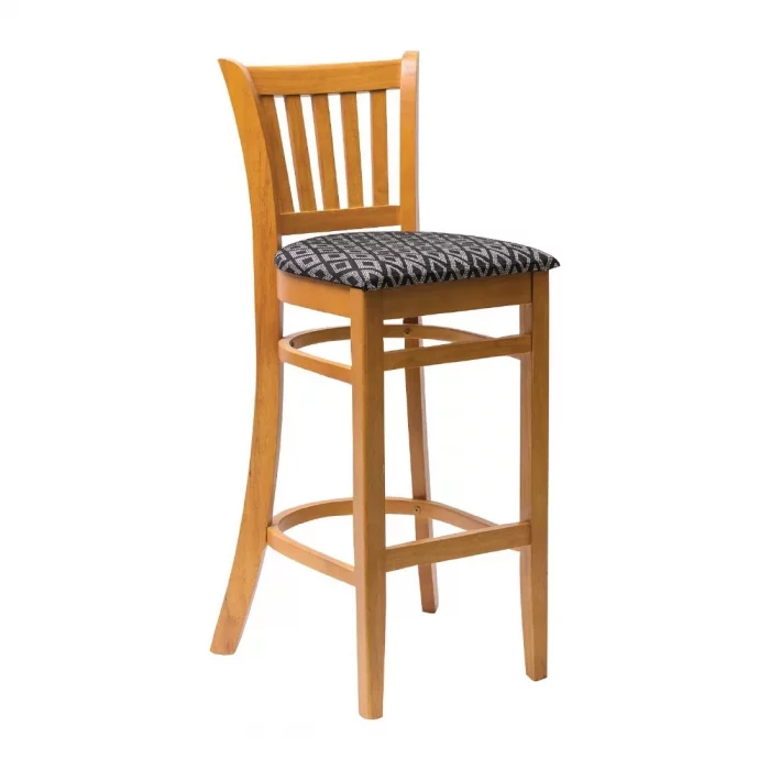 Manhattan Soft Oak Bar Chair with Black Diamond Padded Seat - Image 1