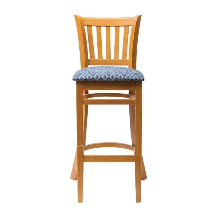 Manhattan Soft Oak Bar Chair with Blue Diamond Padded Seat - Image 2