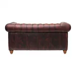 Chesterfield Leather Two-Seater Sofa Antique Red - Image 2