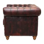 Chesterfield Leather Two-Seater Sofa Antique Red - Image 3