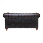 Chesterfield Leather Two-Seater Sofa Antique Brown - Image 2