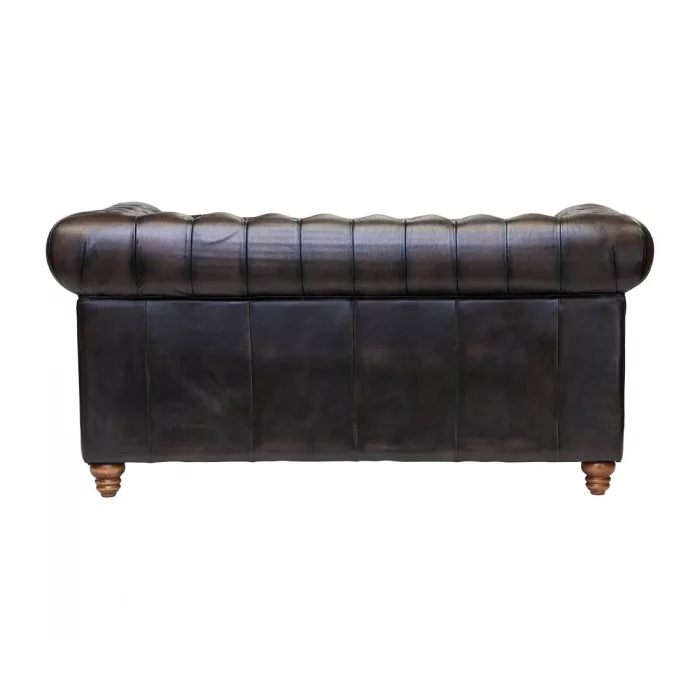 Chesterfield Leather Two-Seater Sofa Antique Brown - Image 2