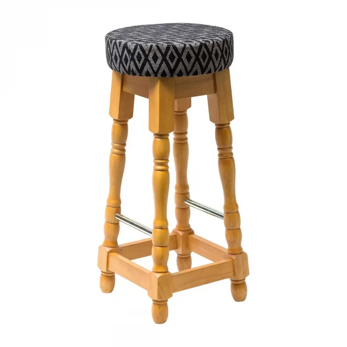 Classic Soft Oak High Bar Stool with Black Diamond Seat (Pack of 2) - Image 1