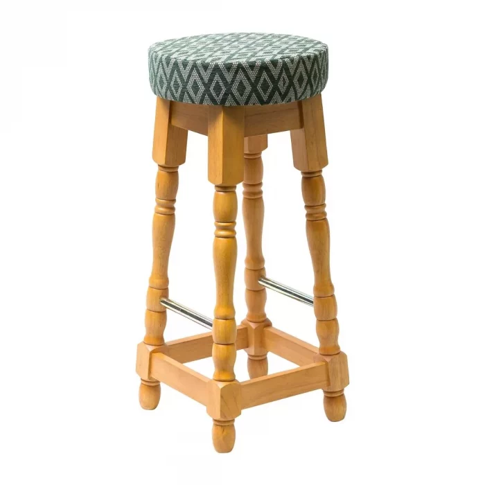 Classic Soft Oak High Bar Stool with Green Diamond Seat (Pack of 2) - Image 1