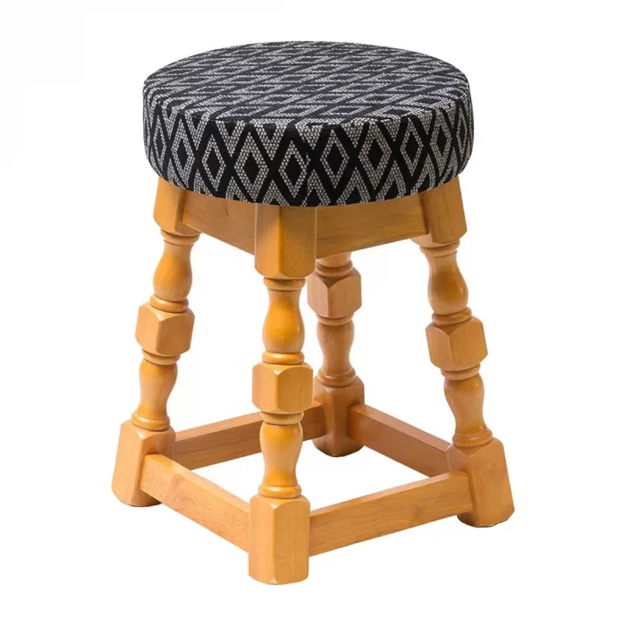 Classic Soft Oak Low Bar Stool with Black Diamond Seat (Pack of 2) - Image 1