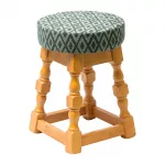 Classic Soft Oak Low Bar Stool with Green Diamond Seat (Pack of 2)