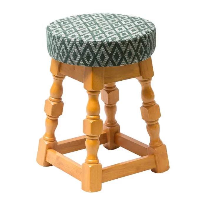 Classic Soft Oak Low Bar Stool with Green Diamond Seat (Pack of 2) - Image 1