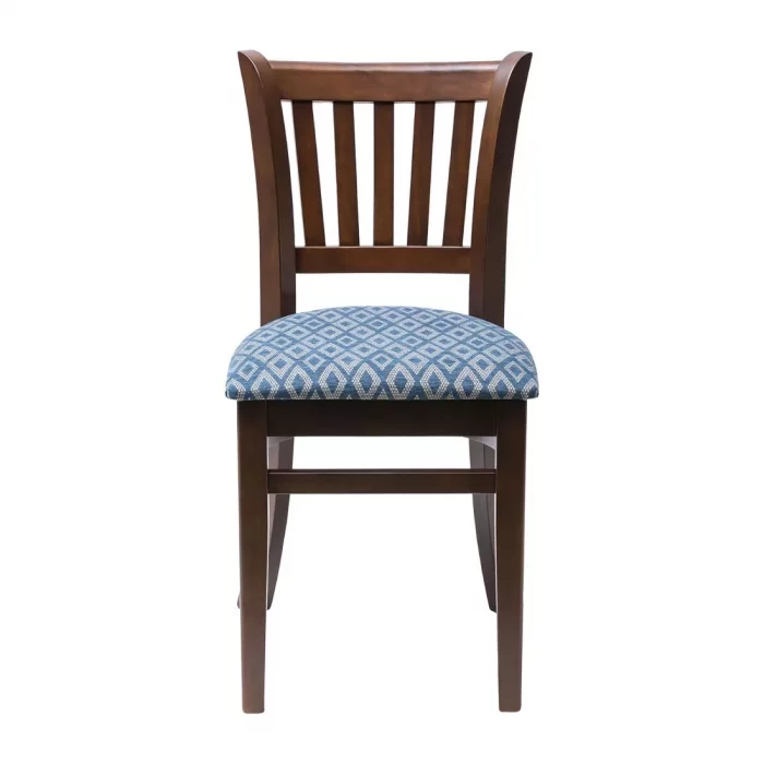 Manhattan Dark Walnut Dining Chair with Blue Diamond Padded Seat (Pack of 2) - Image 3