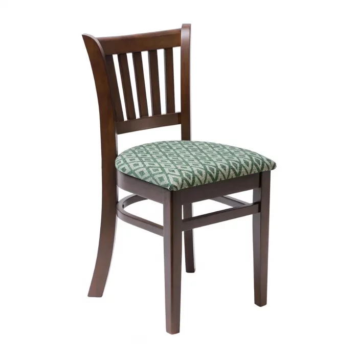 Manhattan Dark Walnut Dining Chair with Green Diamond Padded Seat (Pack of 2) - Image 1